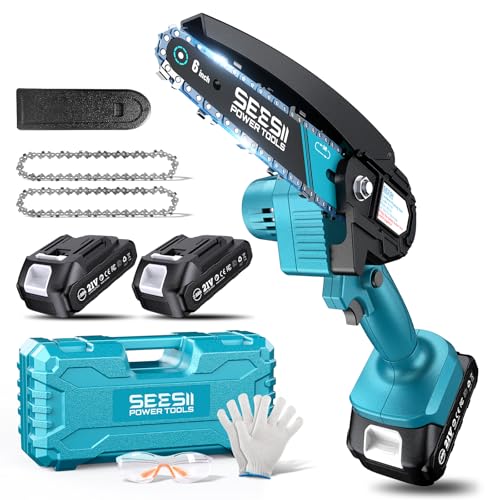Seesii 6 inch Mini Chainsaw with 2 Batteries