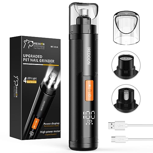 IREDOON 3-Speed Dog Nail Grinder with LED display