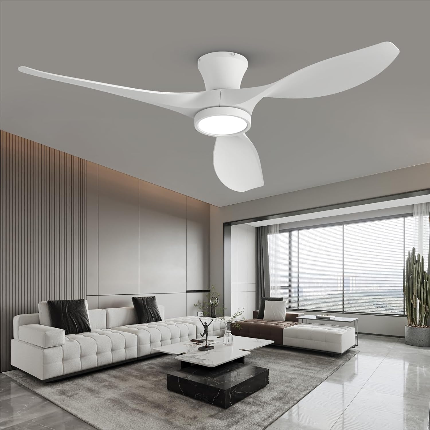 TALOYA 52-inch white low-profile ceiling fan