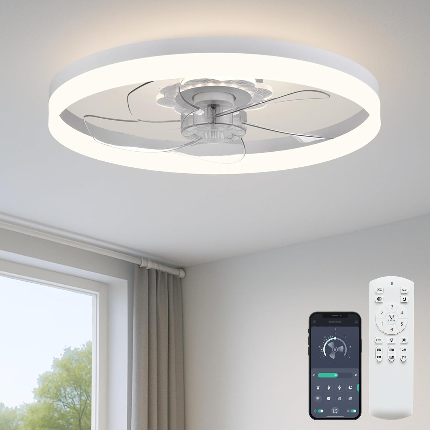Fszdorj 20-inch compact ceiling fan with night light feature