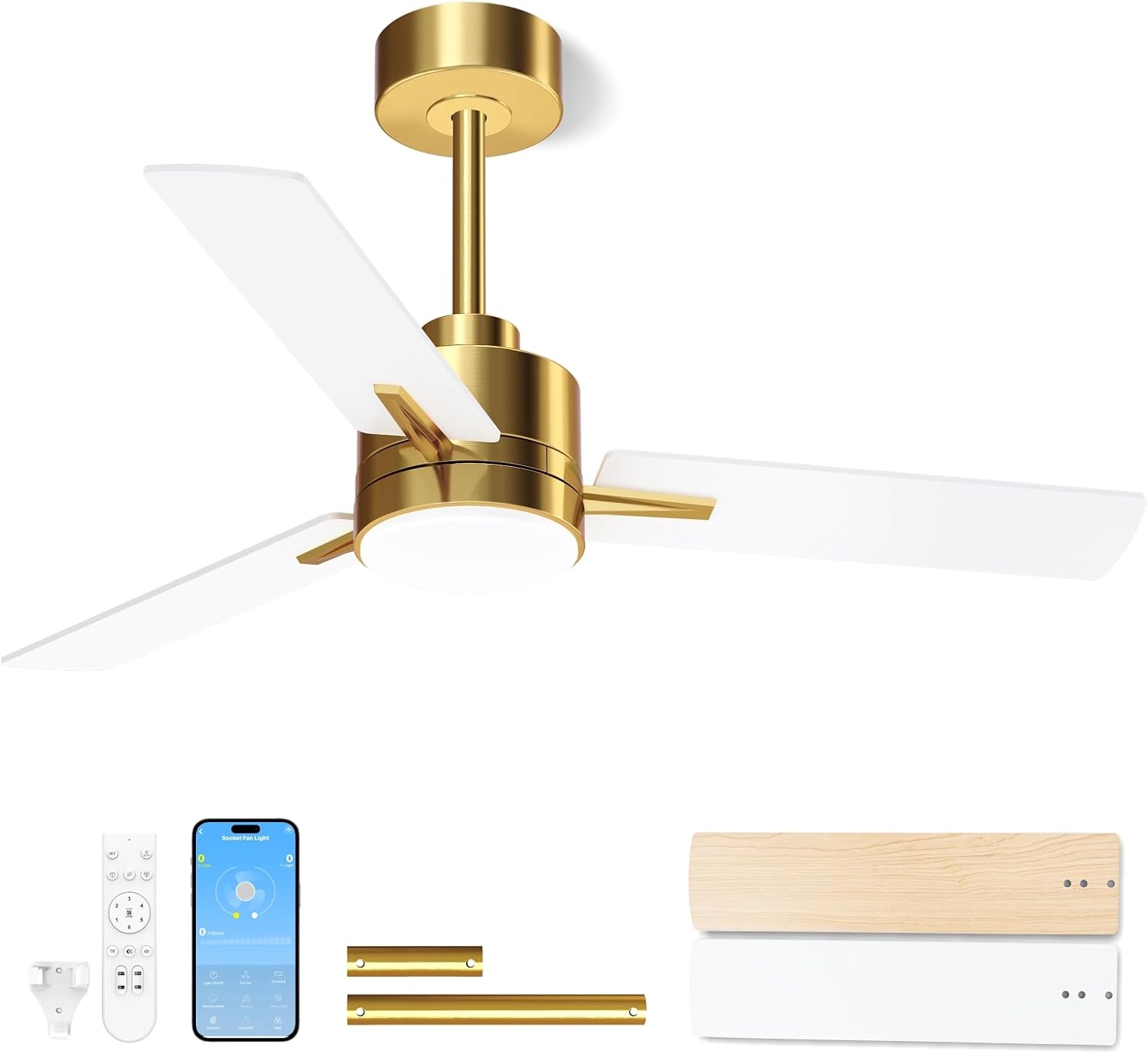 LANMEL 42-inch gold and white ceiling fan