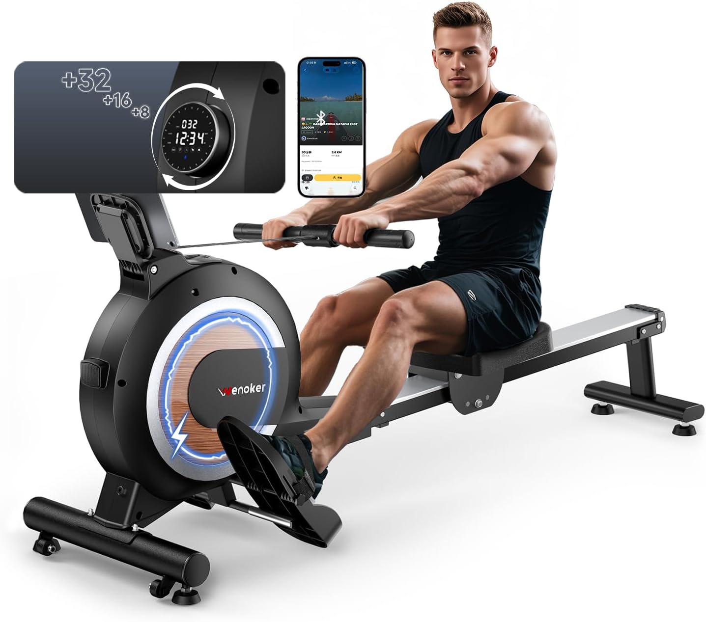 Wenoker 32-Level Magnetic Rowing Machine