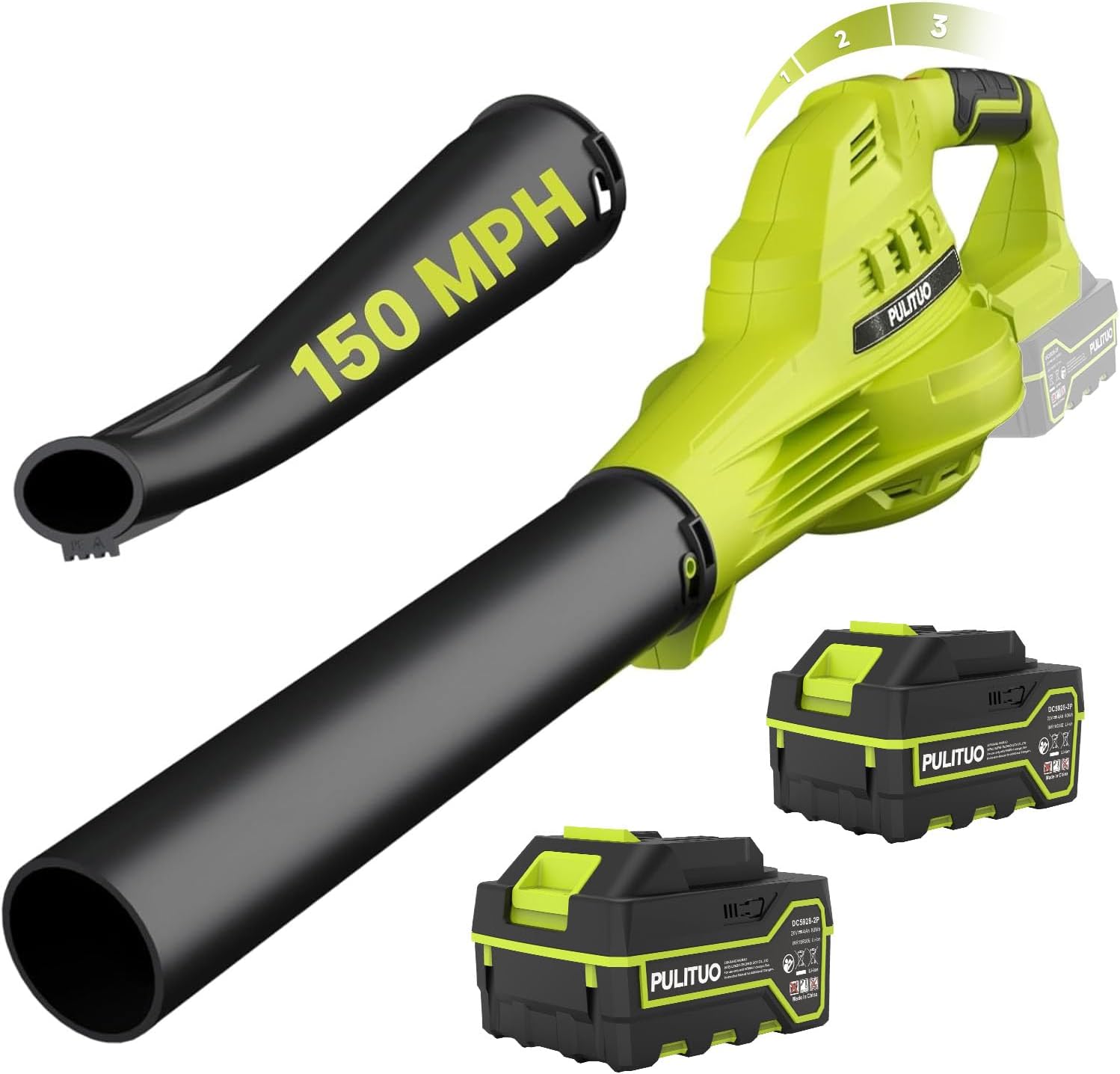 PULITUO 150 MPH 3-Speed Cordless Blower