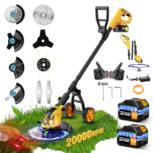 Lemolifys 4-in-1 cordless wheeled weed eater with metal blade